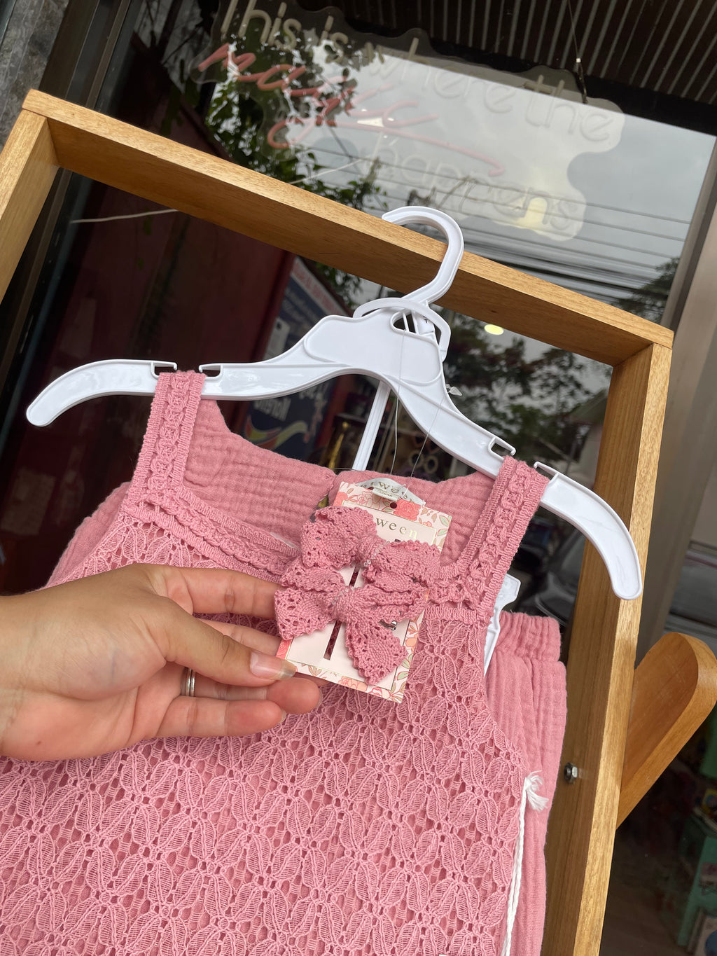 Set de lino + accesorio para el cabello